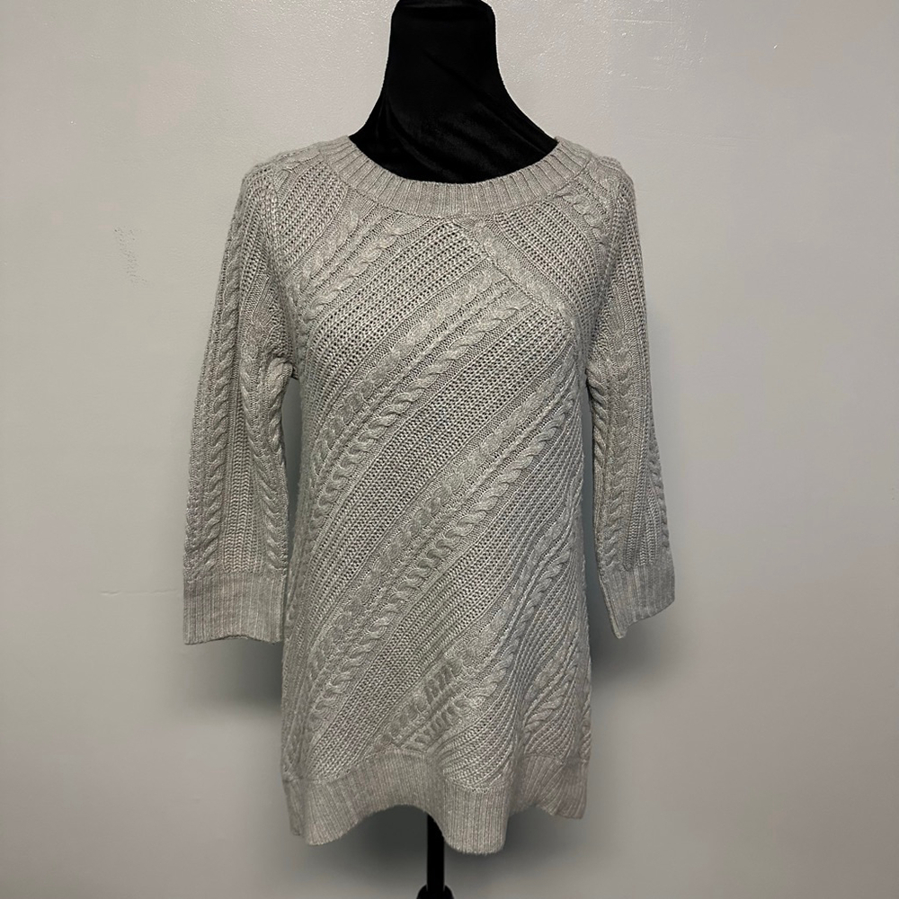 Women's NEW YORK & COMPANY Gray Cable Knit Crew Neck Sweater Dress Size small